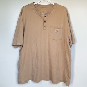 Brown XL Carhartt T Shirt Original Fit With Buttons Work Shirt